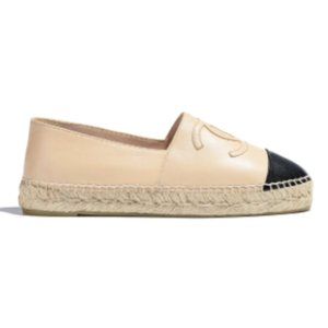 Chanel Lambskin Beige & Black Espadrilles 39 EU/ 9 US